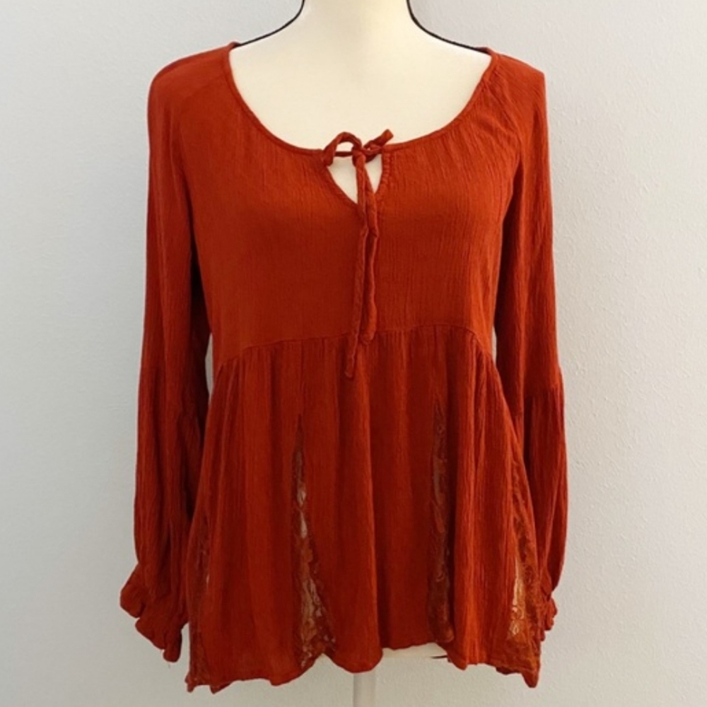 Long sleeve red blouse by American Eagle Outfitters